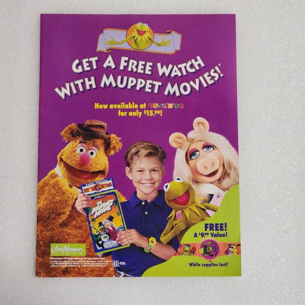 Vintage 1993 Muppet Movies Print Ad Kermit Fozzie Miss Piggy Toys R Us‎ 8x10